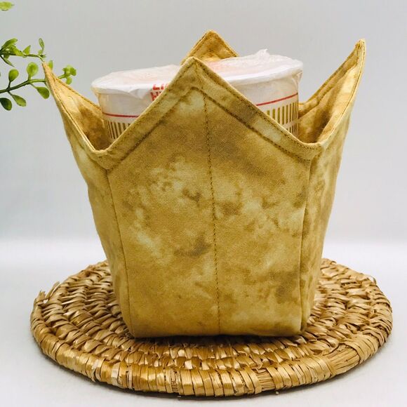 Set of 3 Microwave Cozy Reversible, Tan Neutrals 3 Piece Set, Plate, Bowl, Pint - Picture 5 of 8